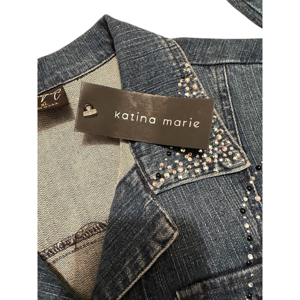 Katina Marie XL Denim Jacket Rhinestone Western NWT - Picture 6 of 16
